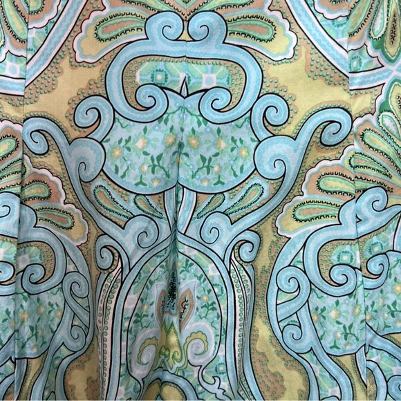 Talbots Womens Paisley A-Line Skirt Size 14 Green Floral Summer Boho Casual Y2K - Picture 8 of 12